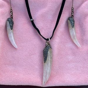 Kenneth Cole Semi Precious Tooth Necklace and Earrings